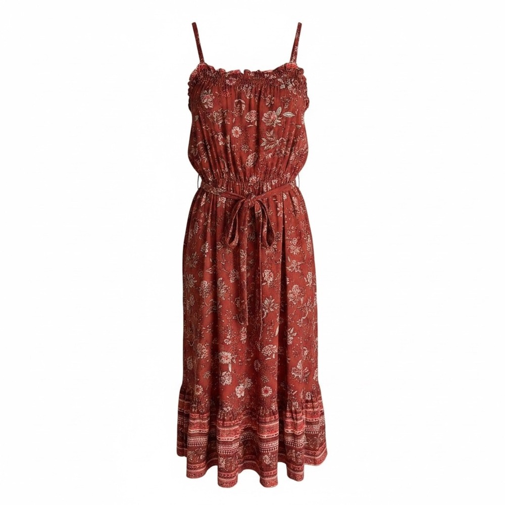 MAURICES Rust Red Boho Chic Floral Sleeveless Ladies Sundress, S